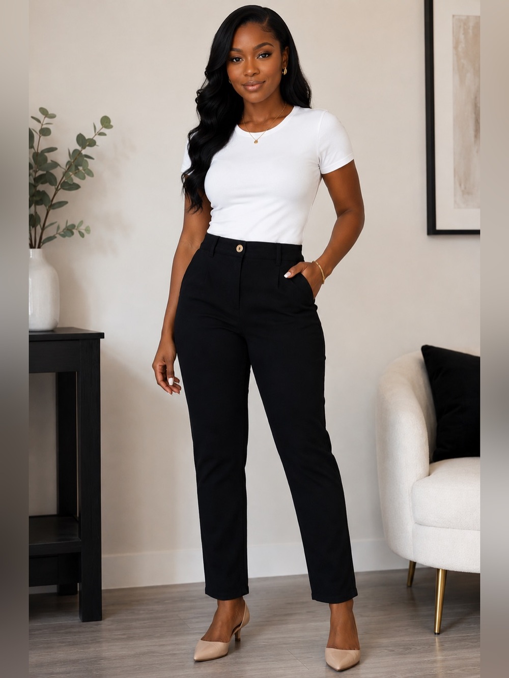 Primark Black High-Waist Tailored Trousers